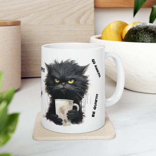 "Black Angry Cat" Mug